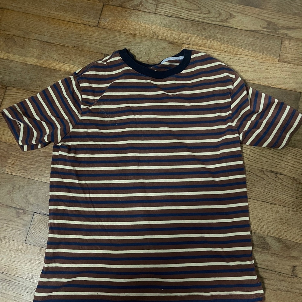 Striped Men's Shirt - Brown, Blue, White